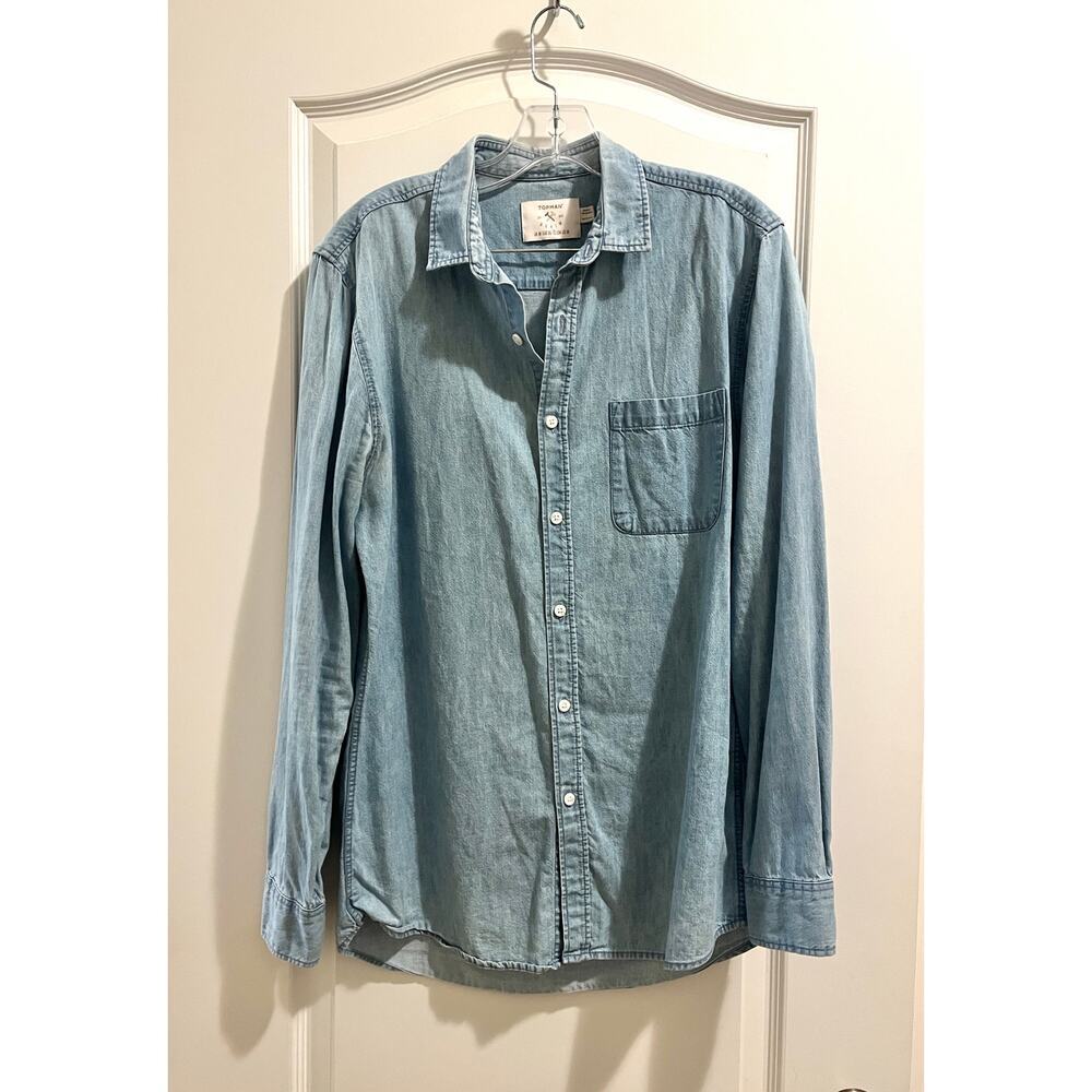 Topman Mens Chambray Button Down Top